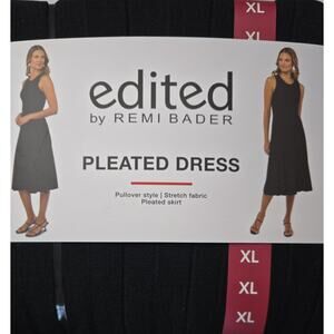 Remi Bader Pleated Dress Black Sleeveless Stretch Pullover Midi Women’s XL